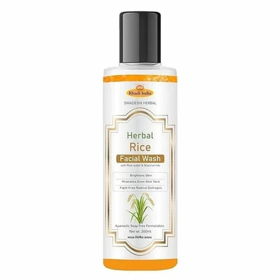 Jabón facial espumoso con agua de arroz Khadi 200 ml limpiador herbal piel brillante tono graso Foto 1 de 4