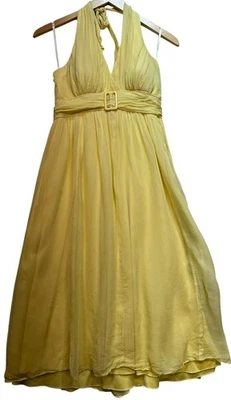 Vestido halter de seda para mujer Jonathan Martin sin mangas talla 10 amarillo espalda ajustada Foto 1 de 4