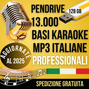 PENDRIVE 13000 BASI MP3 ITALIANE CON TESTO KARAOKE PROFESSIONALI AGGIORNATE 2025 - Imagen 1 de 1