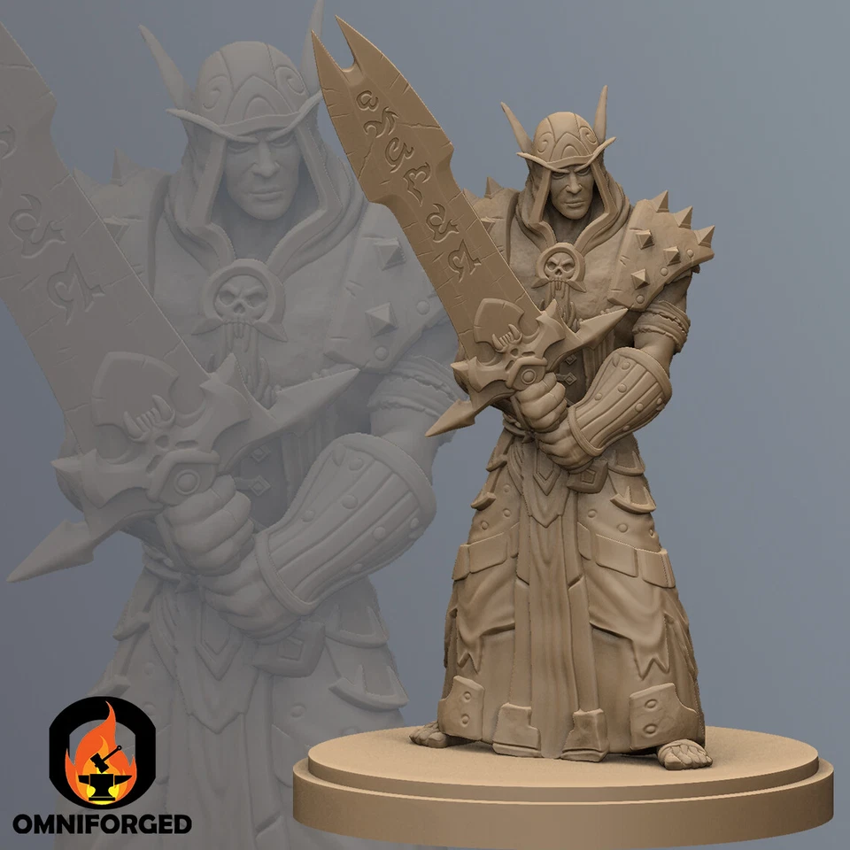 Blood Elf Death Knight Warcraft Miniature 3D Printed Figure - Image 1 of 1