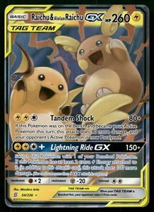 Raichu & Alolan Raichu GX 54/236 Unified Minds Tag Team Holo Rare POKEMON - Picture 1 of 2