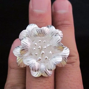 Anillos Joyería Plata 925 Ajustables Flora Flores Elegante 3D Naturaleza como - Imagen 1 de 7