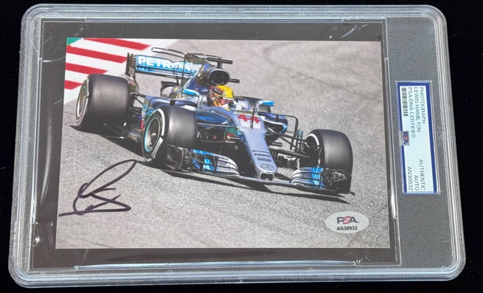 Lewis Hamilton "7x F1 Champion Grand Prix GOAT" Signed Photo Auto Card PSA w/LOA - Image 1 of 4