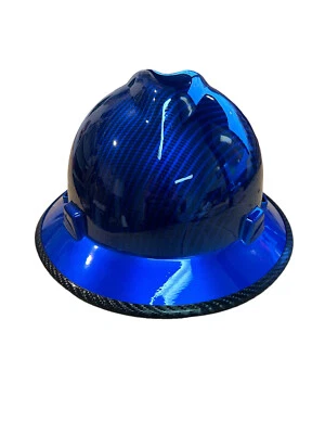 Personalizado MSA Fullbrim Hidrodipped Fibra de Carbono Azul Kandy con Ala Azul y Bordegard Foto 1 de 4