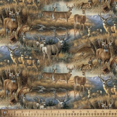 BTY David Textiles DEER GLANCE Field Print 100% Cotton Quilt Fabric Yard