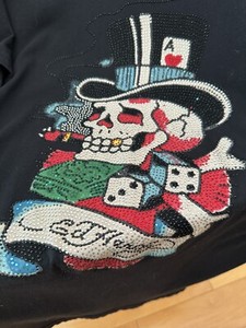 VINTAGE Don Ed Hardy T-Shirt Christian Audigier Poker Card  Black Size Medium M