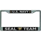 navy seal team military logo chrome license plate frame usa made