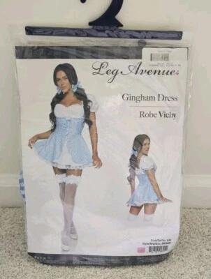 Womens Sz L Brand New Gingham Dress With Split Skirt Leg Avenue Halloween 86988 - Image 1 of 3