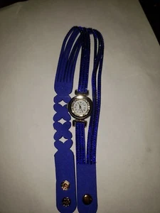 Schöne blaue Uhr mit CZ und Wickelband - Bild 1 von 6