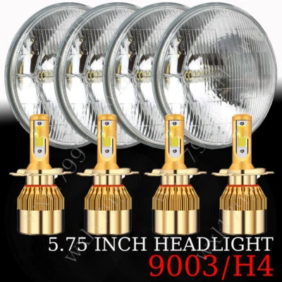 4Pcs 5.75" inch Round LED Headlights Hi Lo Beam For Chevrolet-Corvette 1959-1979 - Image 1 of 4