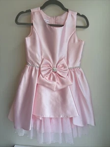 Bonnie Jean Fancy Party Flower Girl Wedding Easter Dress Sz 12 Pink Rinestone - Picture 1 of 13