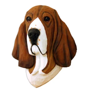 Basset Hound Head Plaque Figurine Tri - Picture 1 of 1