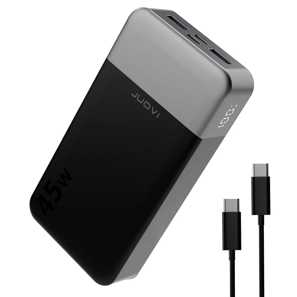 JUOVI Power Bank 20000mah 45W Portable Fast Charger External Battery for Mobile Phone