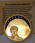 Österreich 1997 PP ecu Bertha von Suttner Nobelpreis  Ø40mm vergoldet+emailliert
