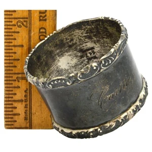 "Antiguo ANILLO SERVILLETA DE PLATA ESTERLINA Firmado ""W&H"" Walker-Hall? "CARRIE"" 35,6 gramos - Imagen 1 de 8