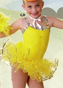 NWT Ballet Costume Lemon Yellow w/ Silver Sequin attached tutu adjustable strap - Picture 1 of 6