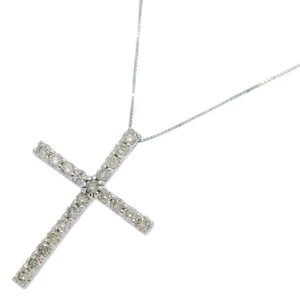 1ct/Cross Motif Diamond Necklace Pendant/K14WG/585-2.2g/White Gold/Gift - Picture 1 of 10