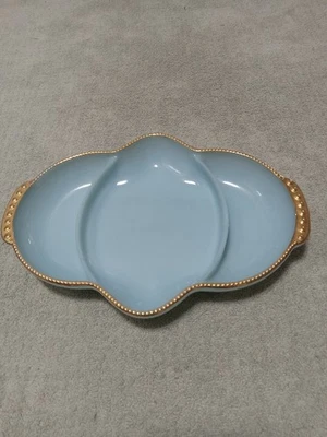 Bandeja para servir vintage Fire King Delphite azul vidrio de leche dividido Relish 1950 Foto 1 de 4