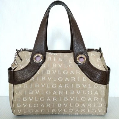 BVLGARI Bolso de Mano Lona Beige Auténtico 109212 Foto 1 de 4