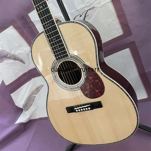 Chitarra acustica fatta a mano 00042 in abete con retro in palissandro 301EQ abalone intarsiato - Foto 1 di 7