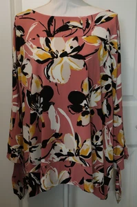 Top Shirt Bluse 3X The Limited Rosa Gelb Schwarz Weiß Pull Over 3/4 Arm Neu mit Etikett - Bild 1 von 1