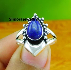 Lapislázuli piedra preciosa 925 plata esterlina hecho a mano anillo de... - Imagen 1 de 4