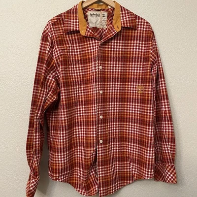 Camisa de vestir Timberland para hombre manga larga a cuadros 100 % algodón con botones talla L Foto 1 de 4