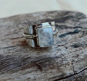 Moonstone Ring, Sterling Silver Ring, Wide Band Statement Ring, HandmadeAll size - Picture 1 of 3