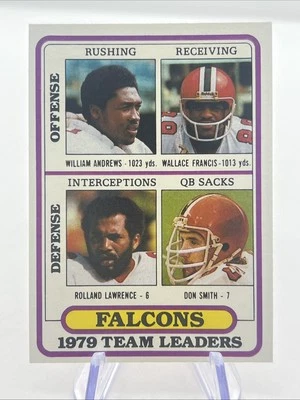 1980 Topps - Team Leaders William Andrews, Rolland Lawrence, Wallace Francis... - Image 1 of 2