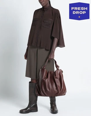 RRP€418 MOMONI Leather Tote Bag Large Logo Knotted Double Handles Made in Italy - Image 1 of 4