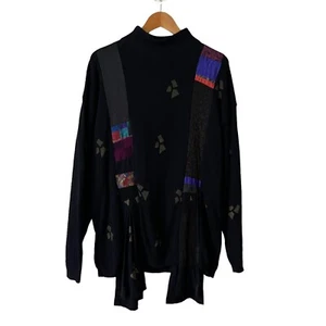 Suéter De Colección Donna Jessica Art To Wear Lagenlook Negro Retazos Multi Tela M L - Imagen 1 de 9