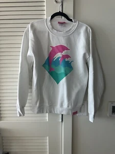 Pink Dolphin Sweatshirt Small Crewneck Pullover - Picture 1 of 4