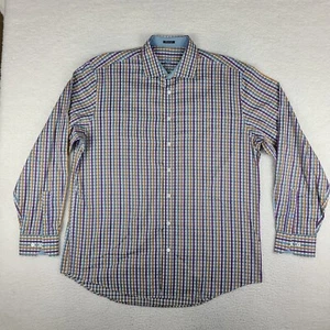 Bugatchi Uomo Shirt Mens 2XL XXL Purple Blue Green Plaid Classic Dress Button Up - Picture 1 of 10