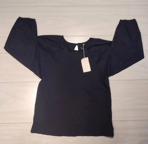 A New Day Blouse Small Black Balloon Sleeves Womens Top size Small  - Picture 1 of 7