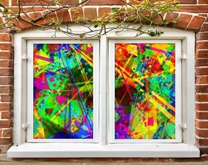 3D Psychedelic Lighting R24 Window Film Print Sticker Cling Stained Glass UV Su - Picture 1 of 11