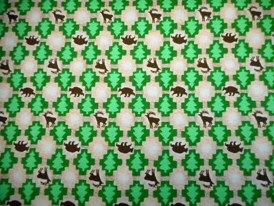 Tela de Navidad Media Yarda Marrón Ciervo Oso Verde Árbol Vida Silvestre Algodón De Colección Sujetador C 7 Foto 1 de 2