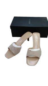 Sandalias de Tacón Gucci Patrón GG Beige Talla 37.5 Usadas - Imagen 1 de 12