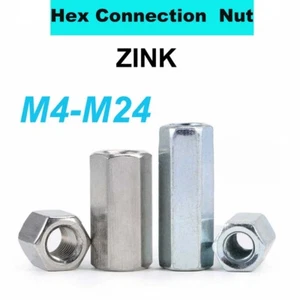 Galvanisierte verlängerte sechseckige Gelenkmutter Gewindestange Bolzen M4-M24 - Picture 1 of 64