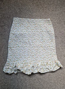 White floral mini skirt with pattern Primark Size 12 Pleats Cute Holiday Wear - Picture 1 of 4