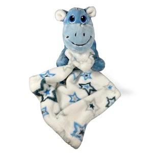 Coperta di sicurezza Little Beginning blu ippopotamo Lovey bianca peluche stelle morbide bambino - Foto 1 di 17