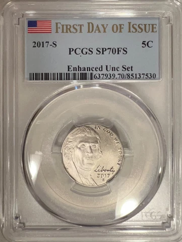 2017-S Enhanced Uncirculated Nickel PCGS SP70FS FIRST DAY OF ISSUE Ships FREE Cover