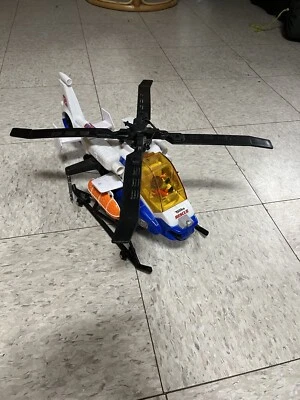 Vtg Tonka Blue SEARCH & RESCUE Helicopter Power Winch Raft Figure Sounds Lights - Image 1 of 4