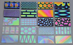 20 BESCHICHTE VON SANDBERG DICHROITISCHES GLAS PROBIERER 10 schwarz & 10 klar 1/2"" x 1"" 90 COE - Bild 1 von 2