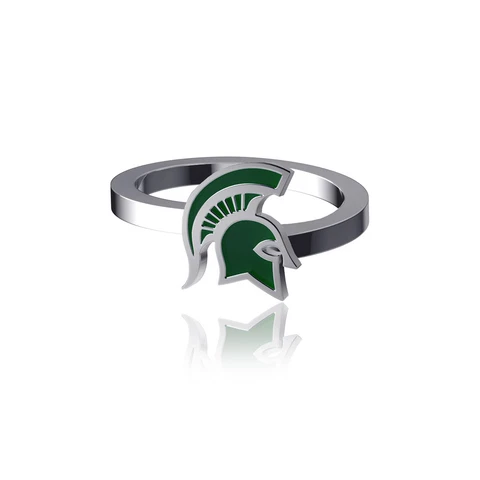 Dayna Designs Michigan State Spartans Bypass Enamel Silver Ring Cover