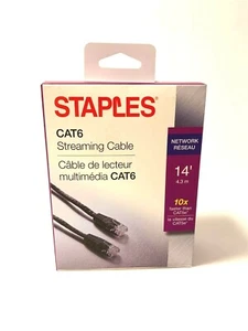 Staples Cat6 Streaming Cable, Black. 14'. Brand New  - Picture 1 of 2