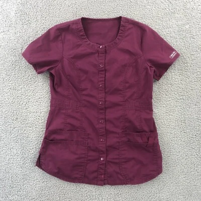 Cherokee Scrub Top Womens Extra Small Burgundy Nursing Medical Vet Workwear - Image 1 of 4
