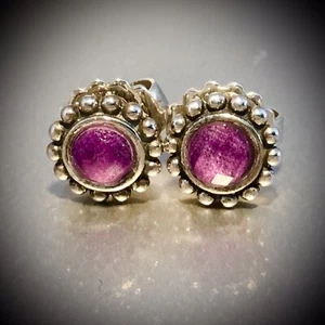 NWT LAGOS STERLING SILVER/ 14K GOLD MAYA CHAROITE SMALL POST EARRINGS - Picture 1 of 9