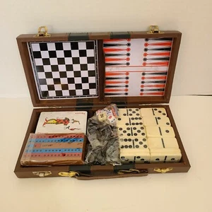Juego de juegos de viaje vintage 6 en 1 con piezas selladas con revestimiento en estuche - Imagen 1 de 5