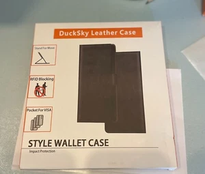 Samsung Galaxy S21 Genuine Leather Wallet case black DUCKSKY - Picture 1 of 7