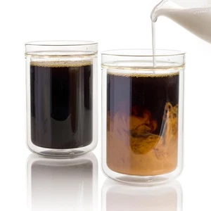 Doppelwandige Isolierglas Kaffee/Tee Becher (2er Set, 12oz/350ml) - Bild 1 von 6